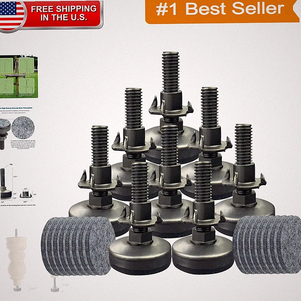 Adjustable Leveling Feet for Heavy Furniture - 8 Pack with T-Nut Kit Included