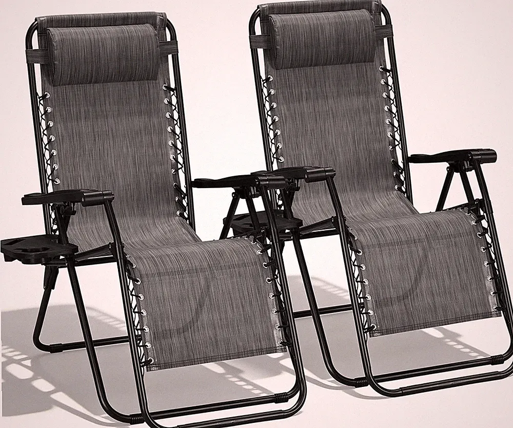 Adjustable Zero Gravity Chaise Lounge Chairs Set of 2 for Outdoor Relaxation