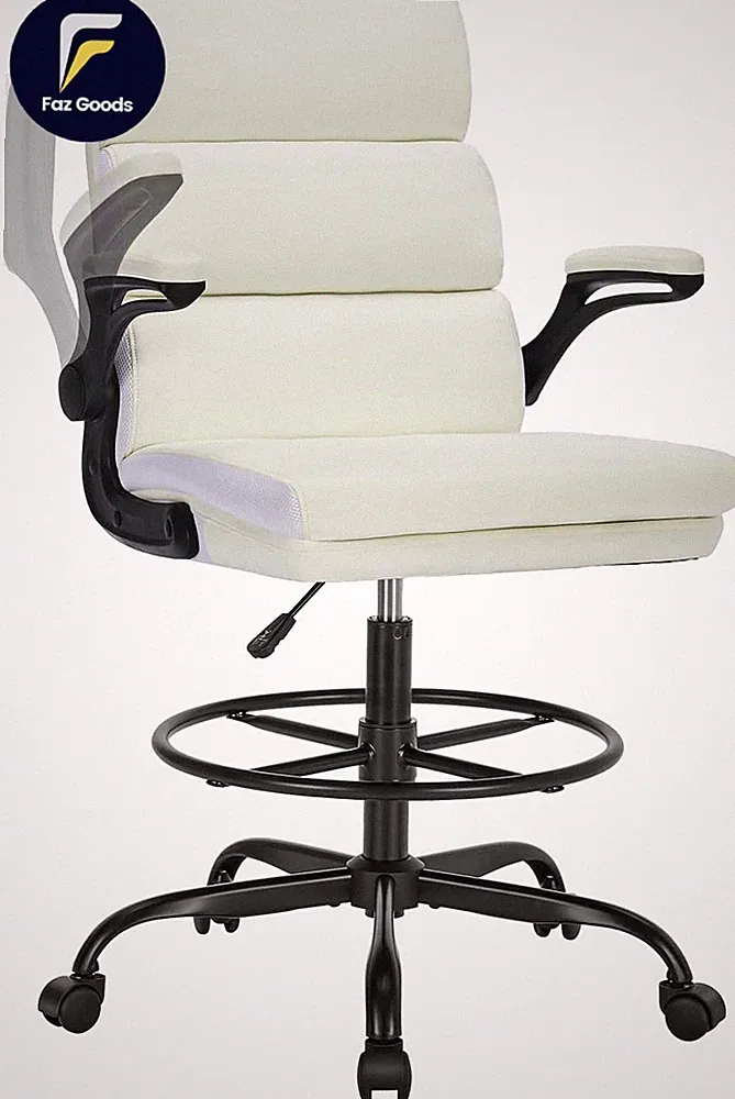 Drafting Chair Tall Office Chair with Padded Flip-Up Armrests Executive Ergonomi