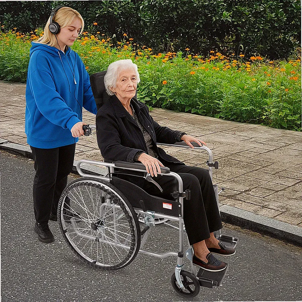 Foldable Wheelchair Foldable Commode Chair Reclining Wheelchair 100 kg max.
