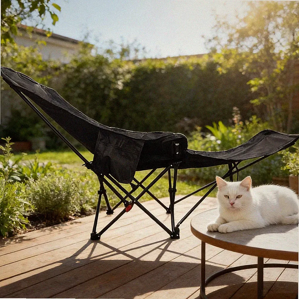 Folding Lounge Chair Adjustable Folding Chair Heavy Duty with Foot Rest Camping