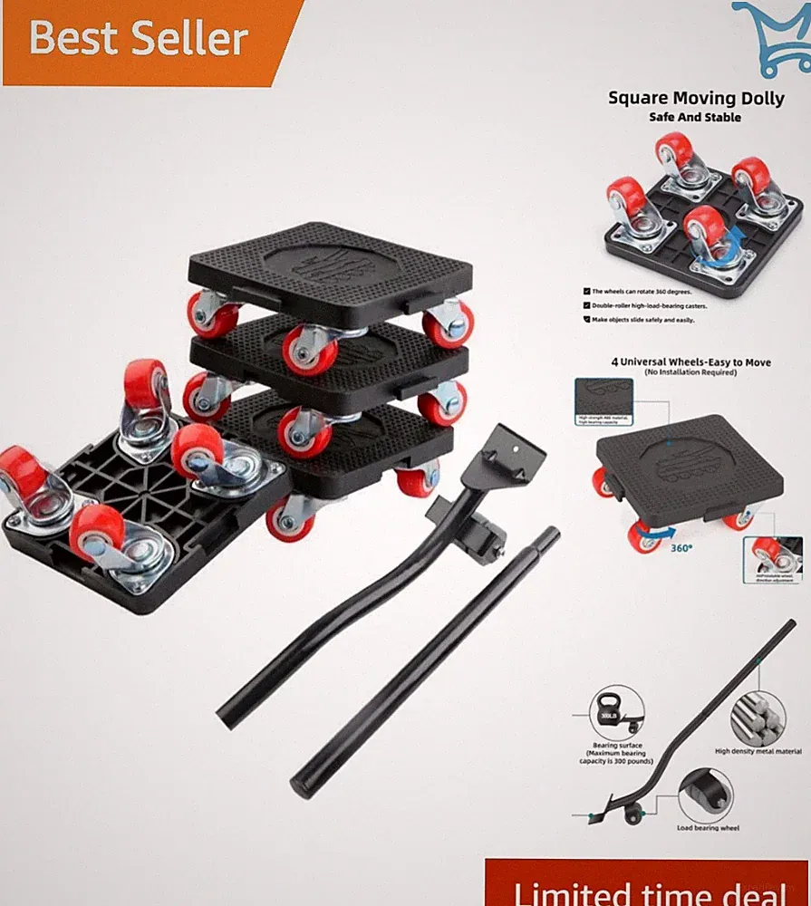 Heavy Duty Furniture Lifter Tool Set with 4 Rotating Wheels for Moving Heavy...